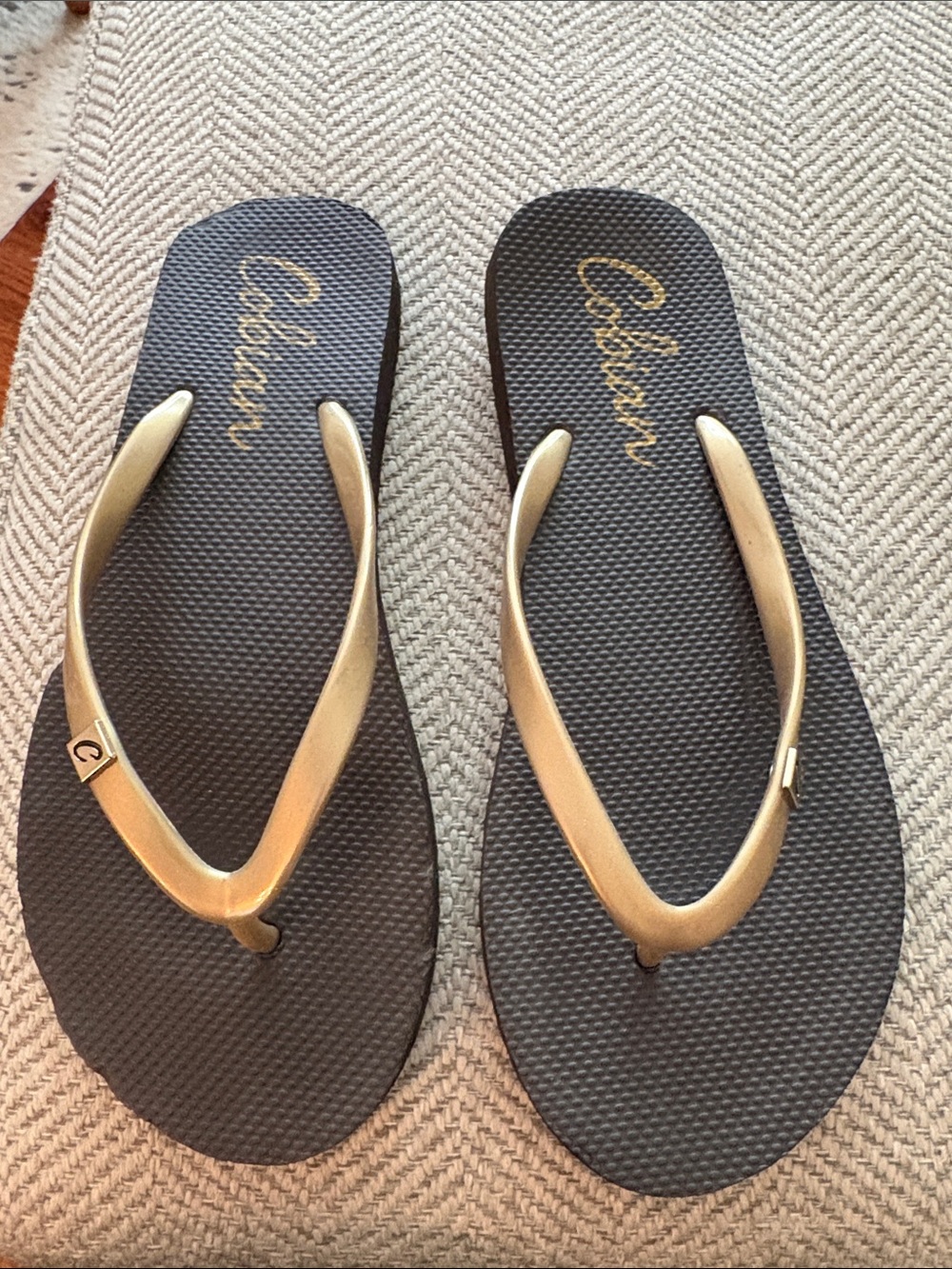 Cobian Women’s Black Sandals with Gold Straps